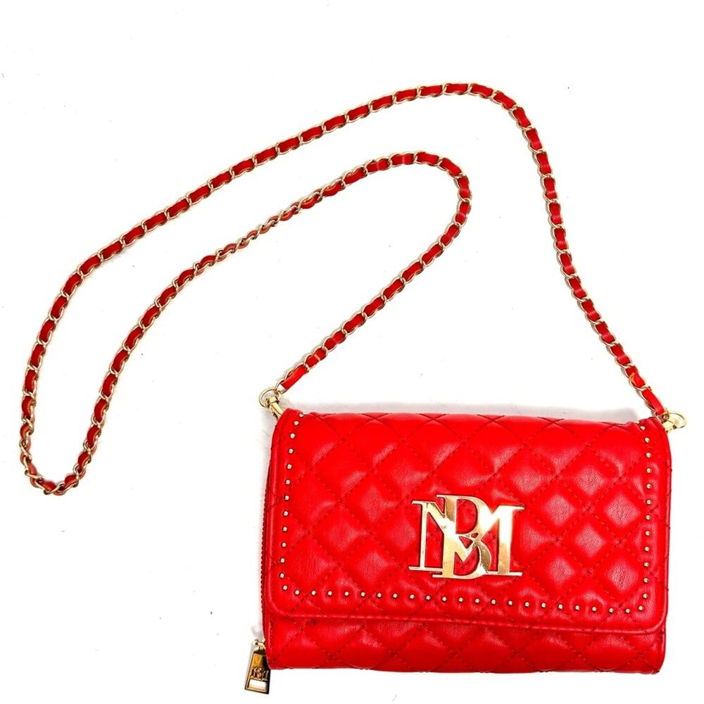 Badgley Mischka Red Vegan Faux Leather Shoulder Bag Crossbody Purse